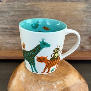 Starbucks Coffee Mug New Bone‎ China 2008 Animal Print Turquoise Interior